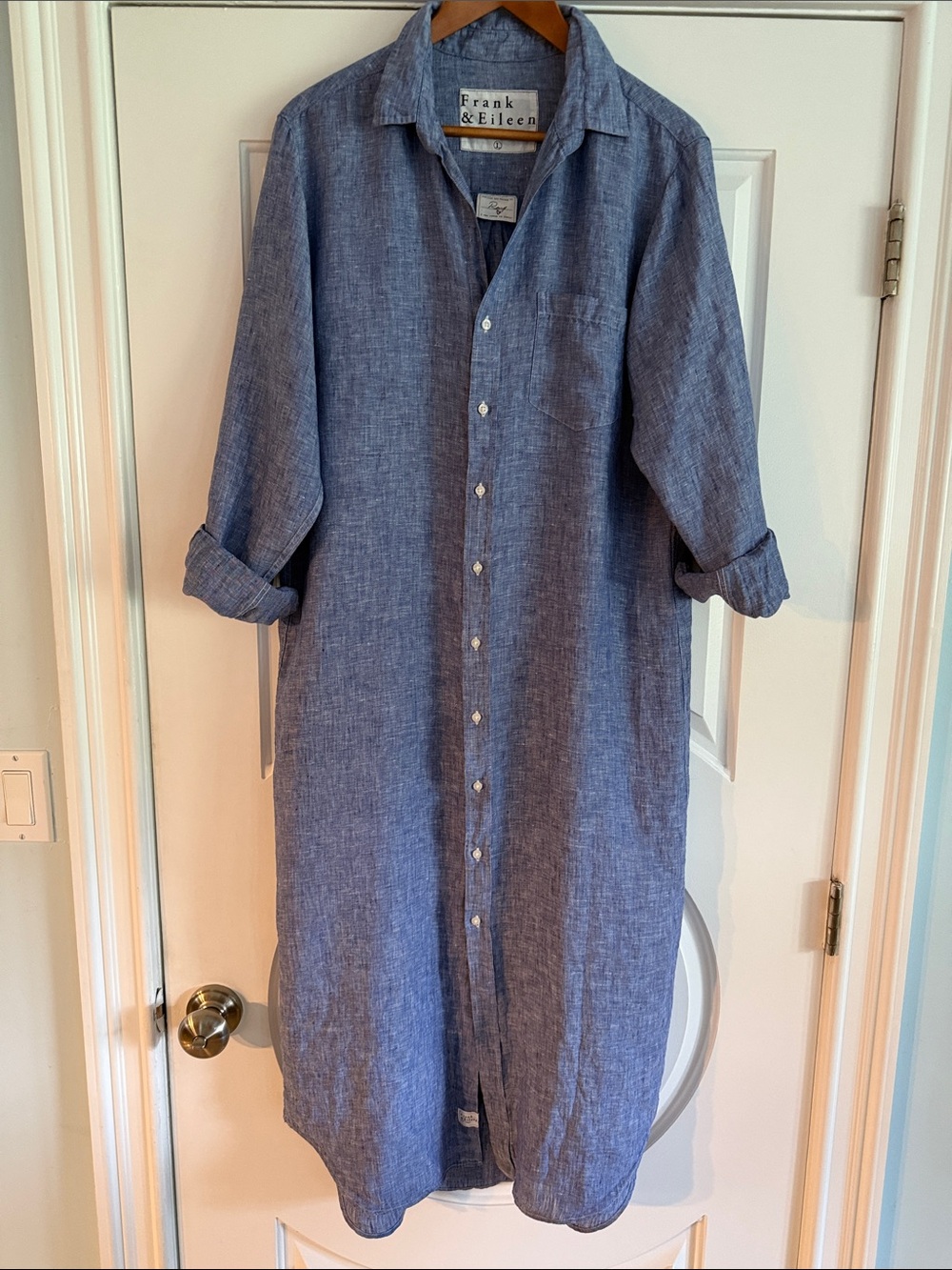 Frank & Eileen Rory Chambray Washed Linen Maxi Dress EUC